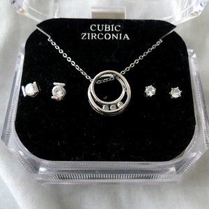 NEW Cubic zirconia earring and necklace set